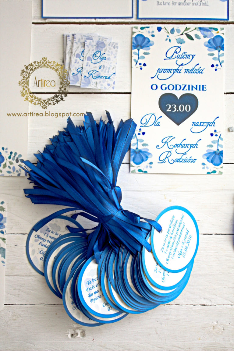 dodatki weselne w kolorze niebieskim