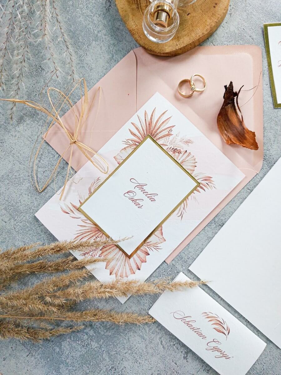 zaproszenia ślubne boho glamour