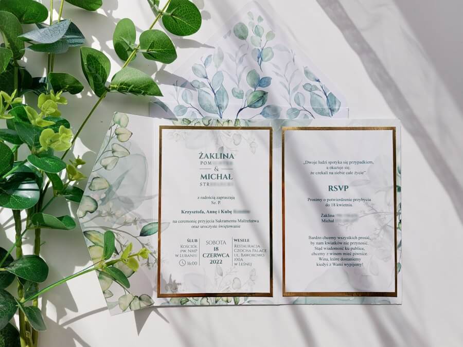 zaproszenia ślubne eukaliptus