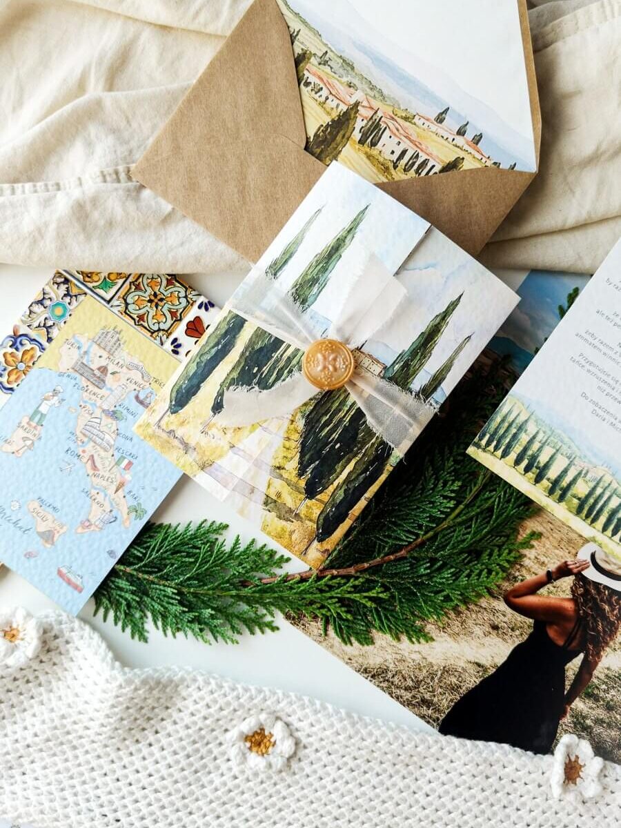 włoskie zaproszenia ślubne Toskania